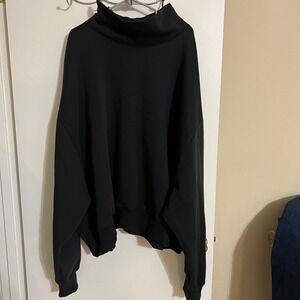 Kedem Sasson Black Oversized Mock Neck Cotton Sweatshirt OS Made in Israel